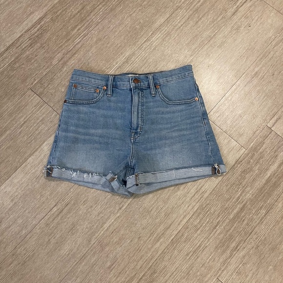 Madewell Blue Jean Shorts High-Waisted Rolled Cuff - Picture 3 of 13